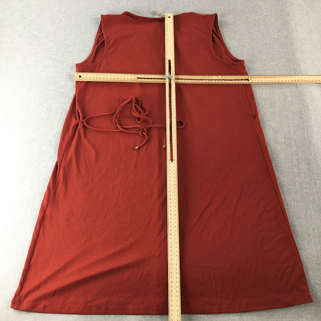 H&M Womens A-Line Mini Dress Size M Red Sleeveless V-Neck