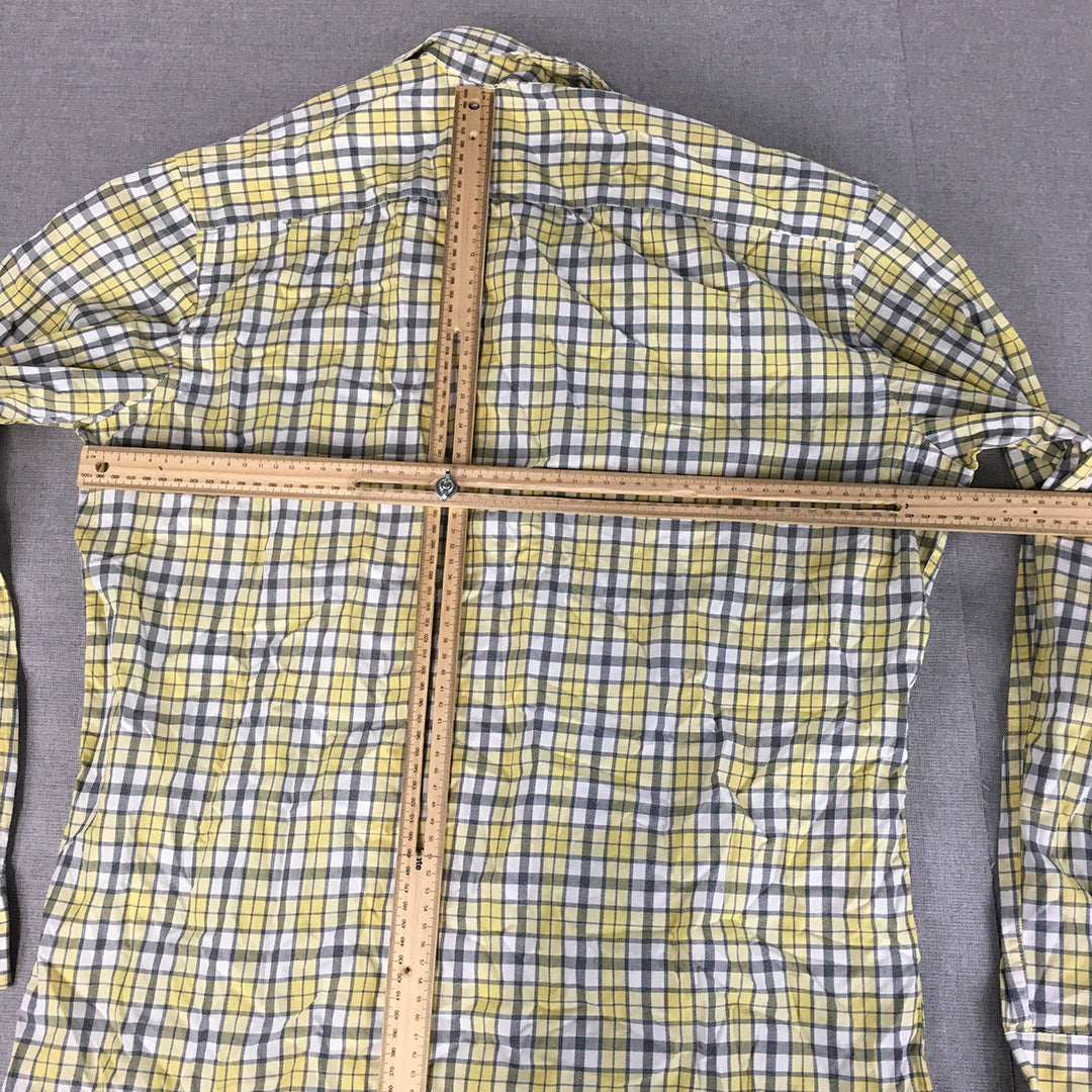 Orvis Mens Shirt Size L Yellow Checkered Long Sleeve Button-Up Collared