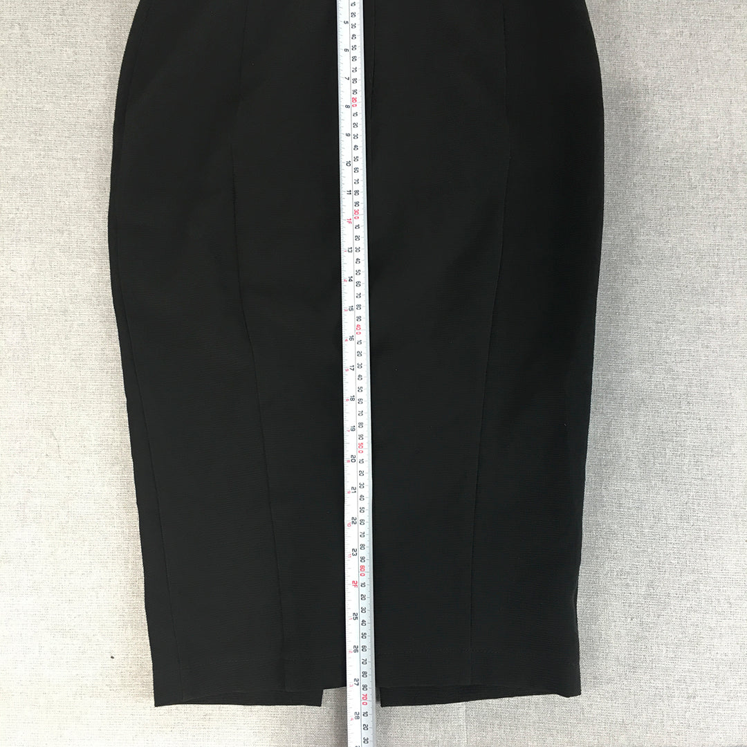 Forcast Womens Pencil Skirt Size 8 Black Midi Slit