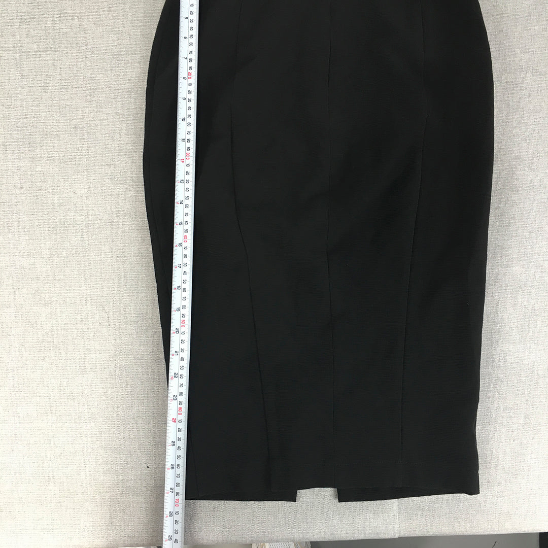 Forcast Womens Pencil Skirt Size 8 Black Midi Slit