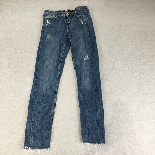 Zara Womens Jeans Size 26 Blue Ripped Raw Hem Denim Skinny