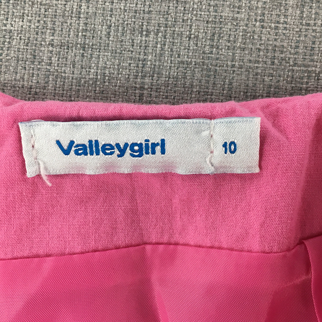 Valleygirl Womens Mini Skirt Size 10 Pink Ruched Frilled