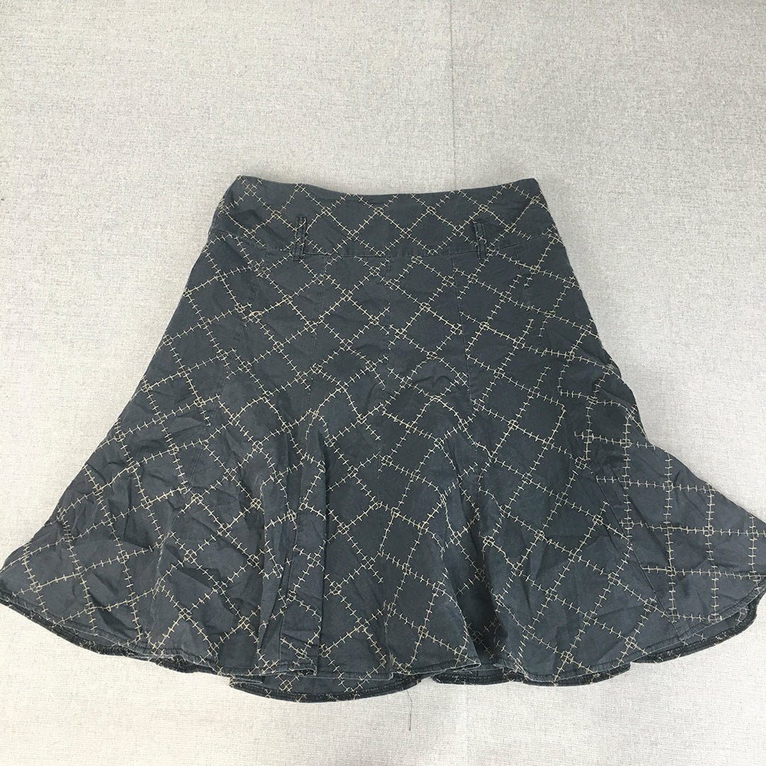 Dooly Womens Skirt Size 12 Grey Checkered A-Line