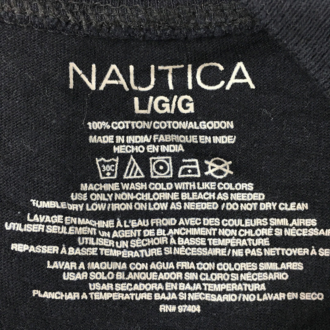 Nautica Mens T-Shirt Size L Black Crew Neck Embroidered Logo Short Sleeve