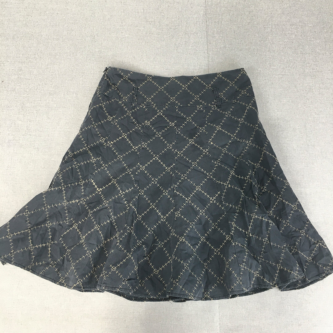 Dooly Womens Skirt Size 12 Grey Checkered A-Line