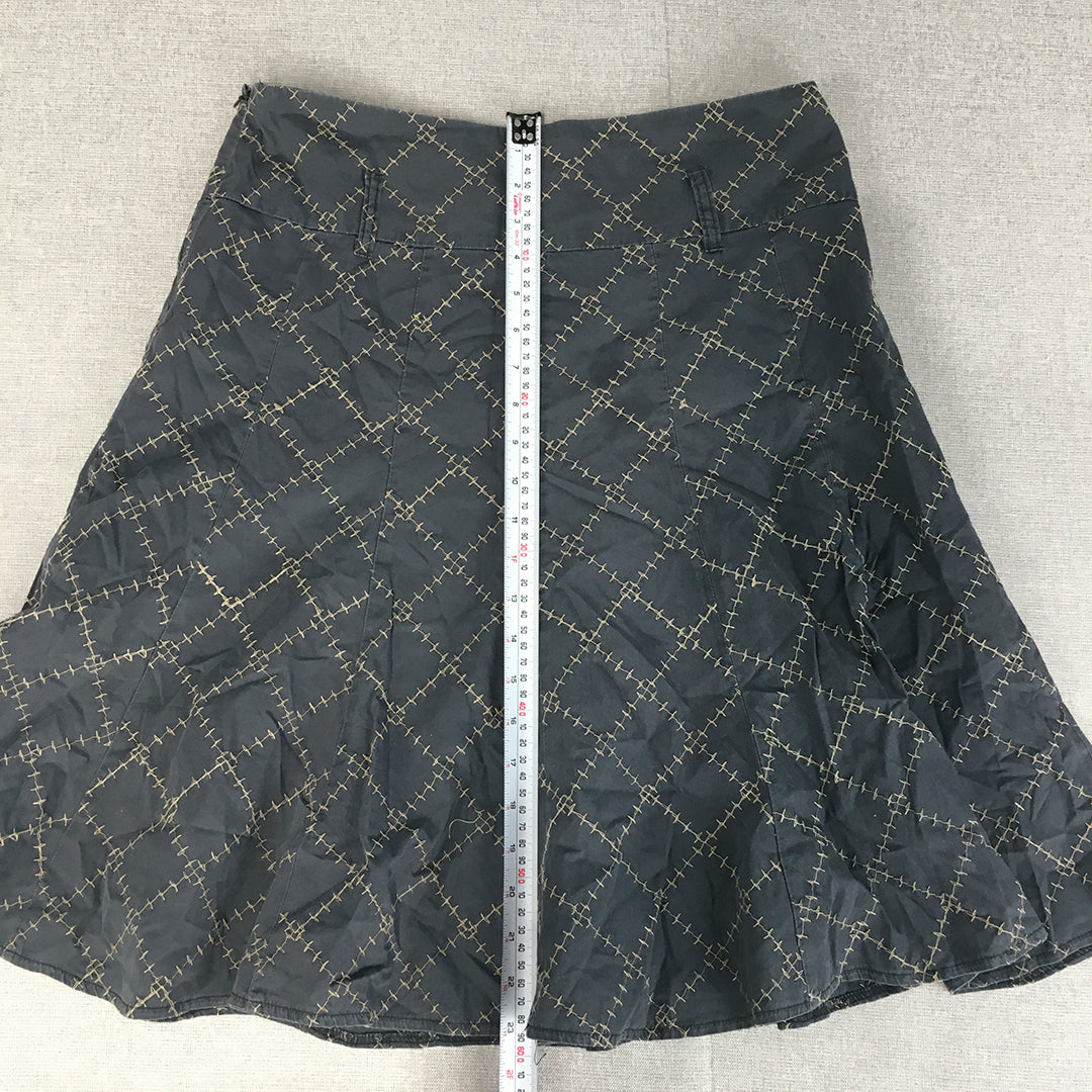 Dooly Womens Skirt Size 12 Grey Checkered A-Line