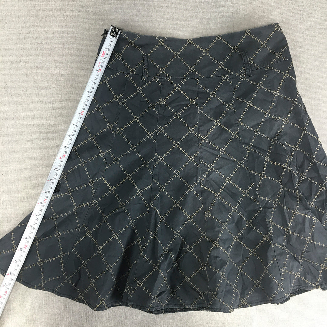 Dooly Womens Skirt Size 12 Grey Checkered A-Line