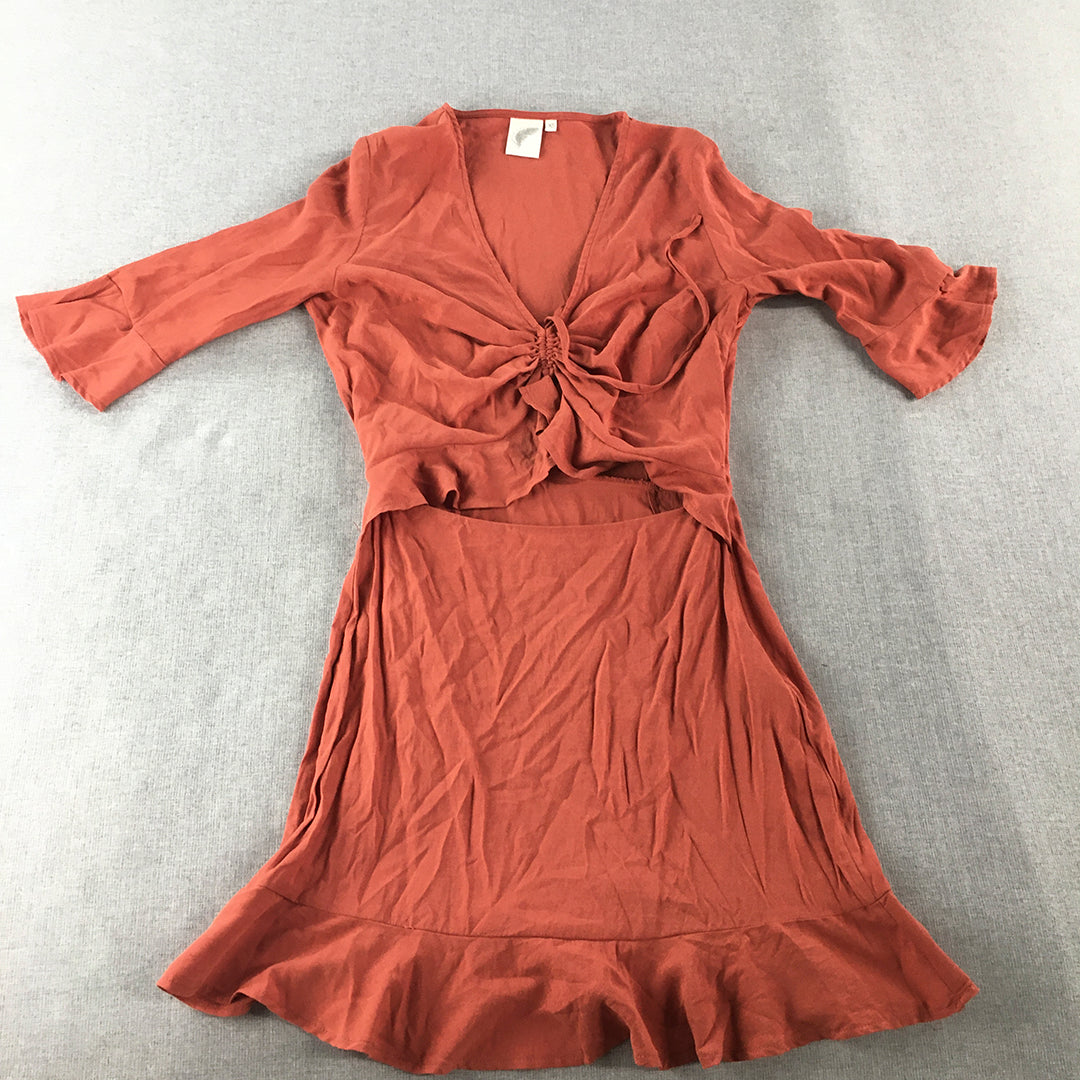 Dont Ask Amanda Womens Mini Dress Size XS Red Fit & Flare 3/4 Length Sleeves