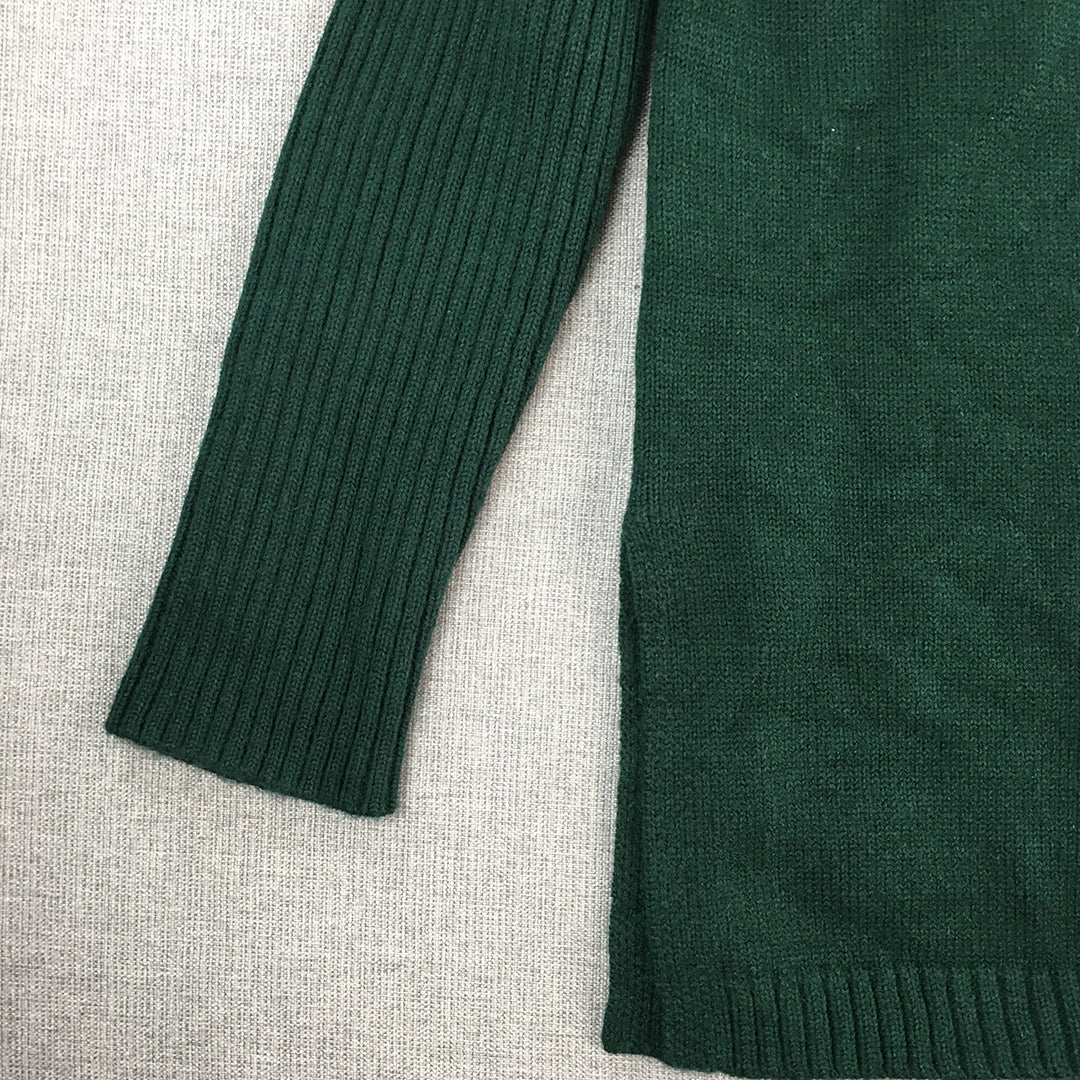 Sunny Girl Womens Turtleneck Sweater Size S Dark Green Pullover Jumper