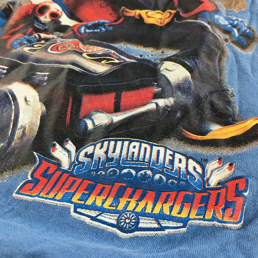 Skylanders Kids Boys T-Shirt Size 8 Blue Spyro Superchargers Video Game Top