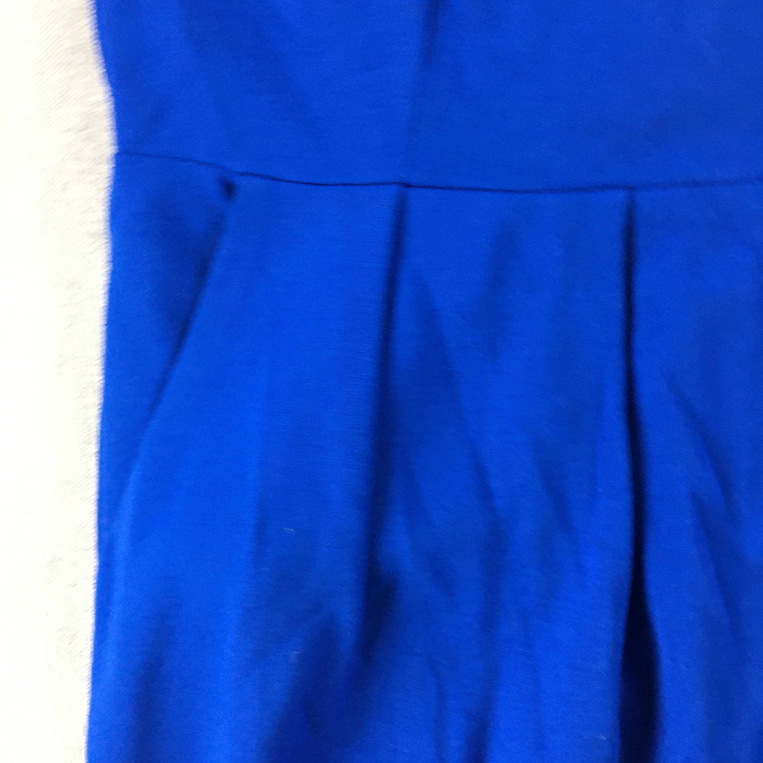 Tatuum Womens Midi Dress Size 36 (S) Blue Pleated A-Line Long Sleeve Knit