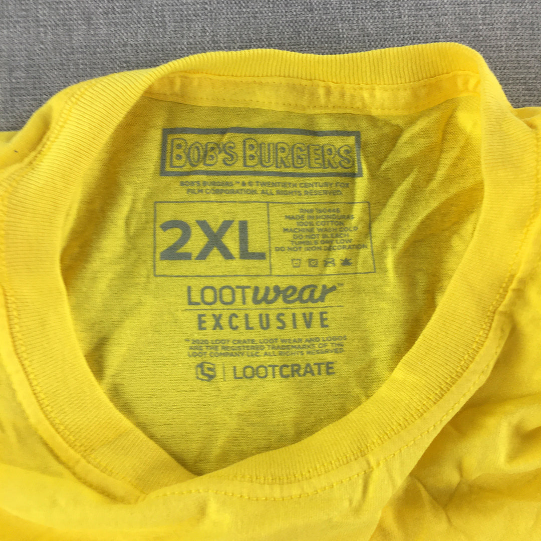 Bob's Burgers Mens T-Shirt Size 2XL Yellow Lootcrate Exclusive TV Show Tee