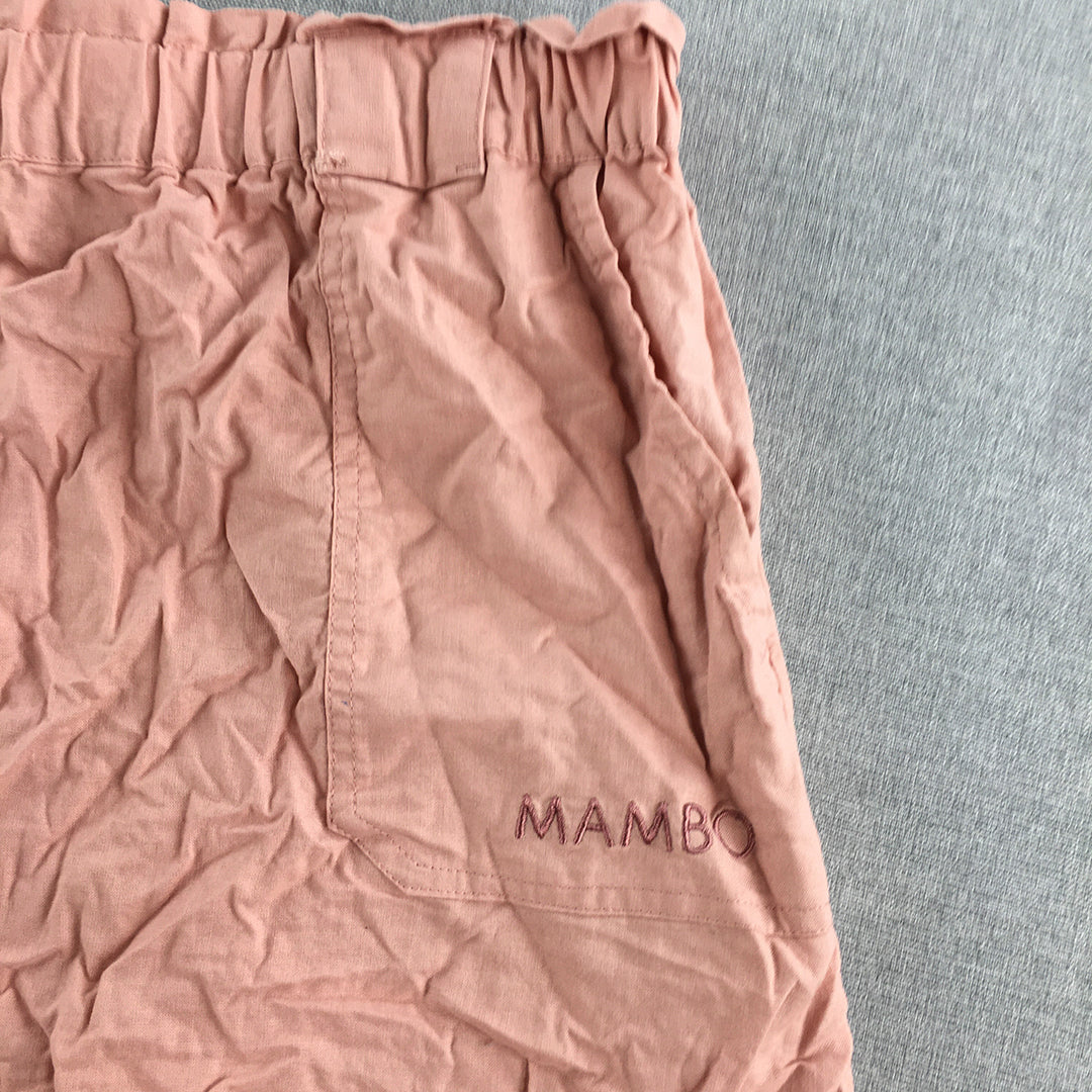 Mambo Womens Shorts Size 16 Pink Logo Pockets Elastic Waist