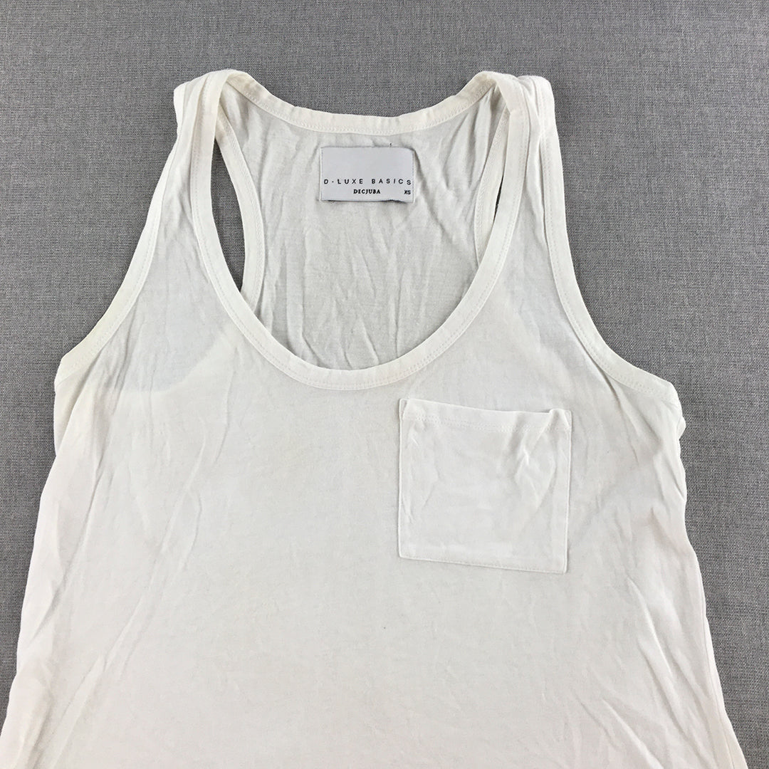 Decjuba Womens Tank Top Size XS White Sleeveless Shirt Singlet