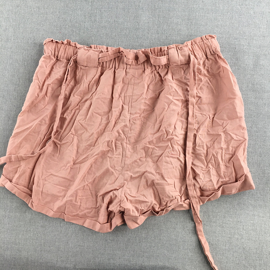 Mambo Womens Shorts Size 16 Pink Logo Pockets Elastic Waist