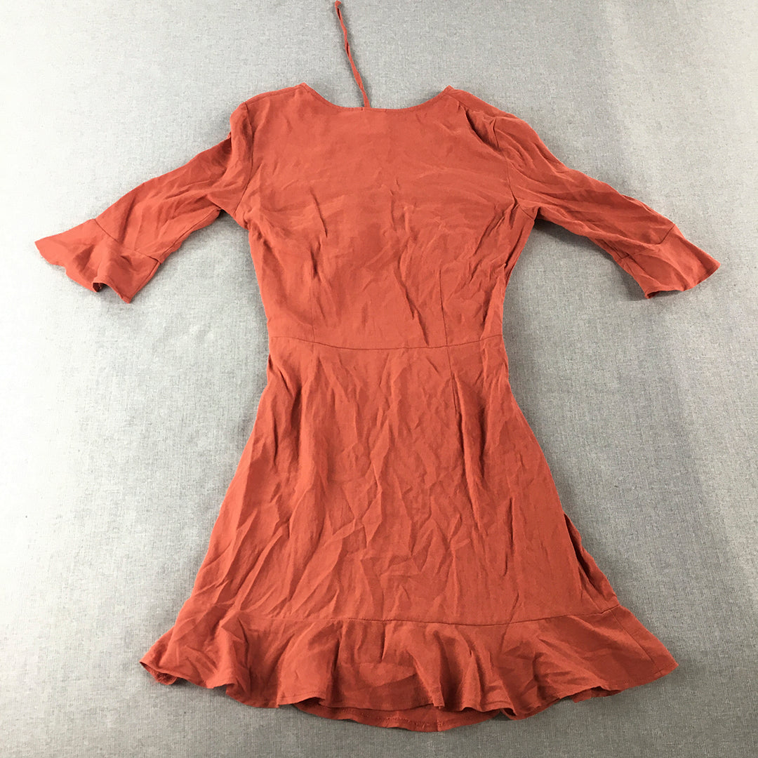 Dont Ask Amanda Womens Mini Dress Size XS Red Fit & Flare 3/4 Length Sleeves