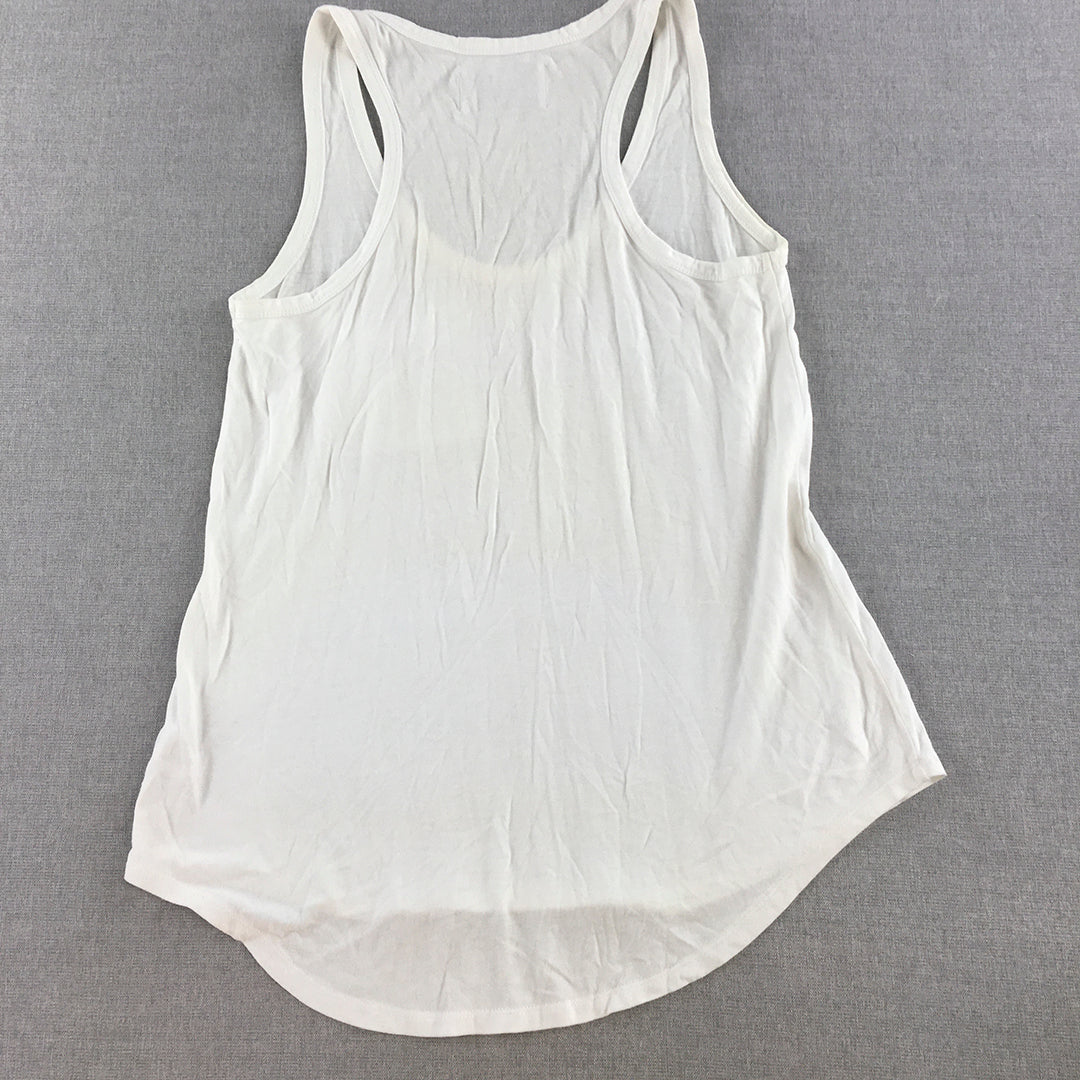 Decjuba Womens Tank Top Size XS White Sleeveless Shirt Singlet