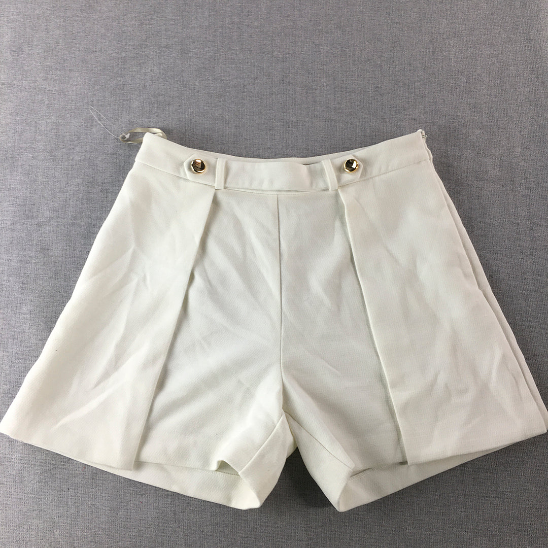 Forcast Womens Bermuda Shorts Size 8 White Pleated