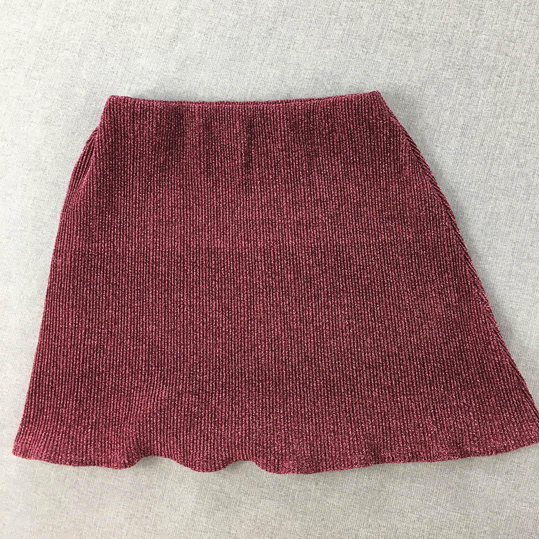 Hip Gypsy Womens Mini Skirt Size 8 Red Metalic A-Line Stretch