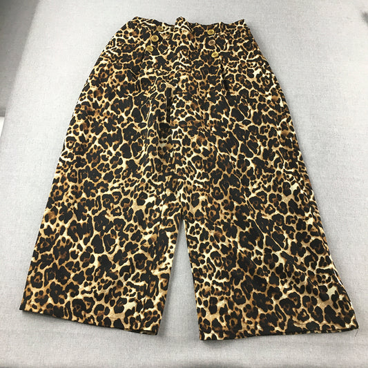 Miss Valley Womens Pants Size 12 Brown Wide Leg Leopard Print Stretch