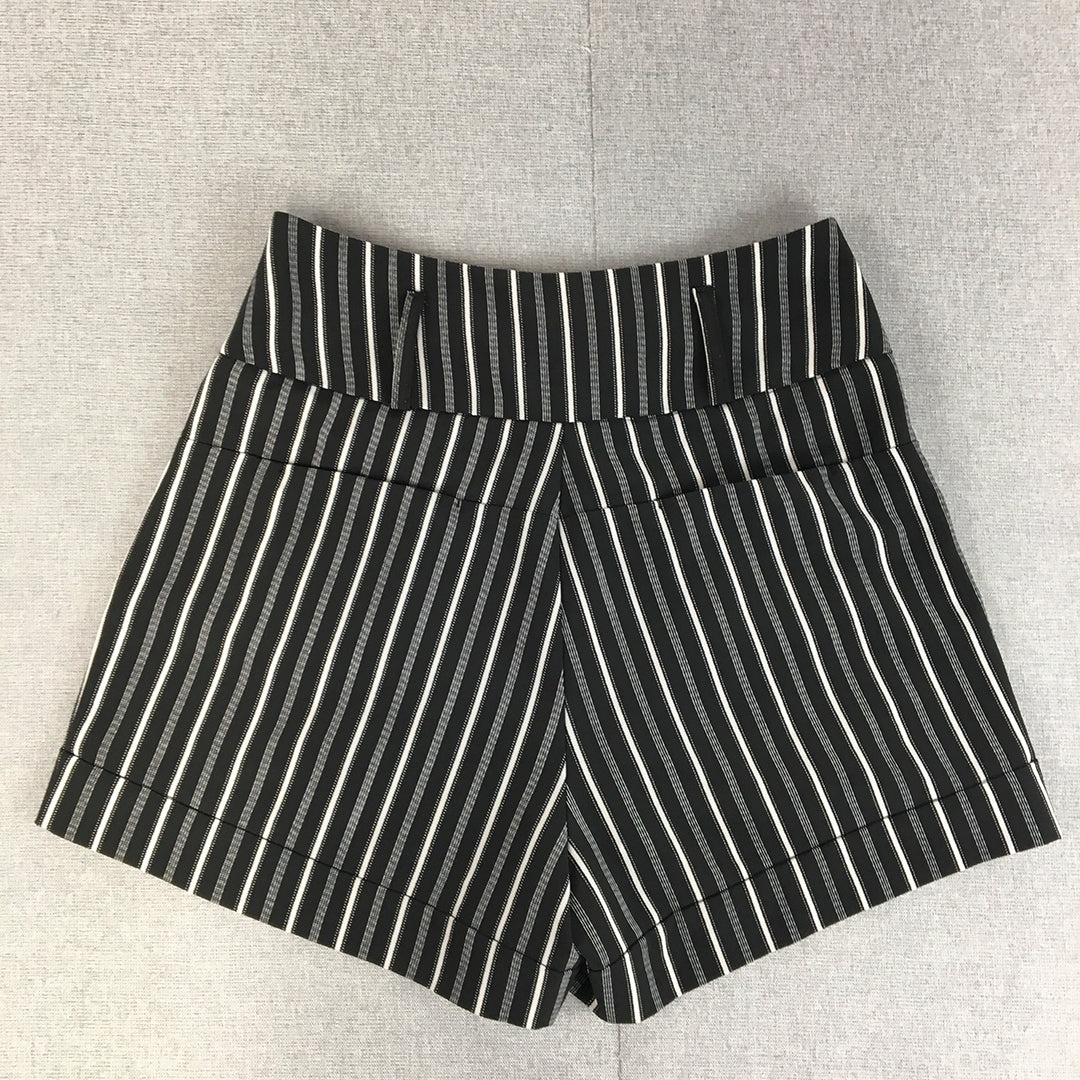 Ally Womens Shorts Size 8 Black Striped Bermuda