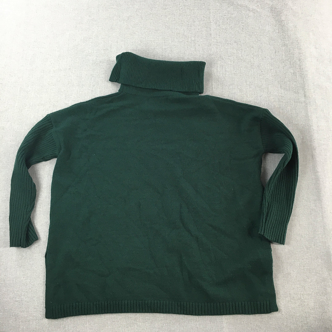 Sunny Girl Womens Turtleneck Sweater Size S Dark Green Pullover Jumper