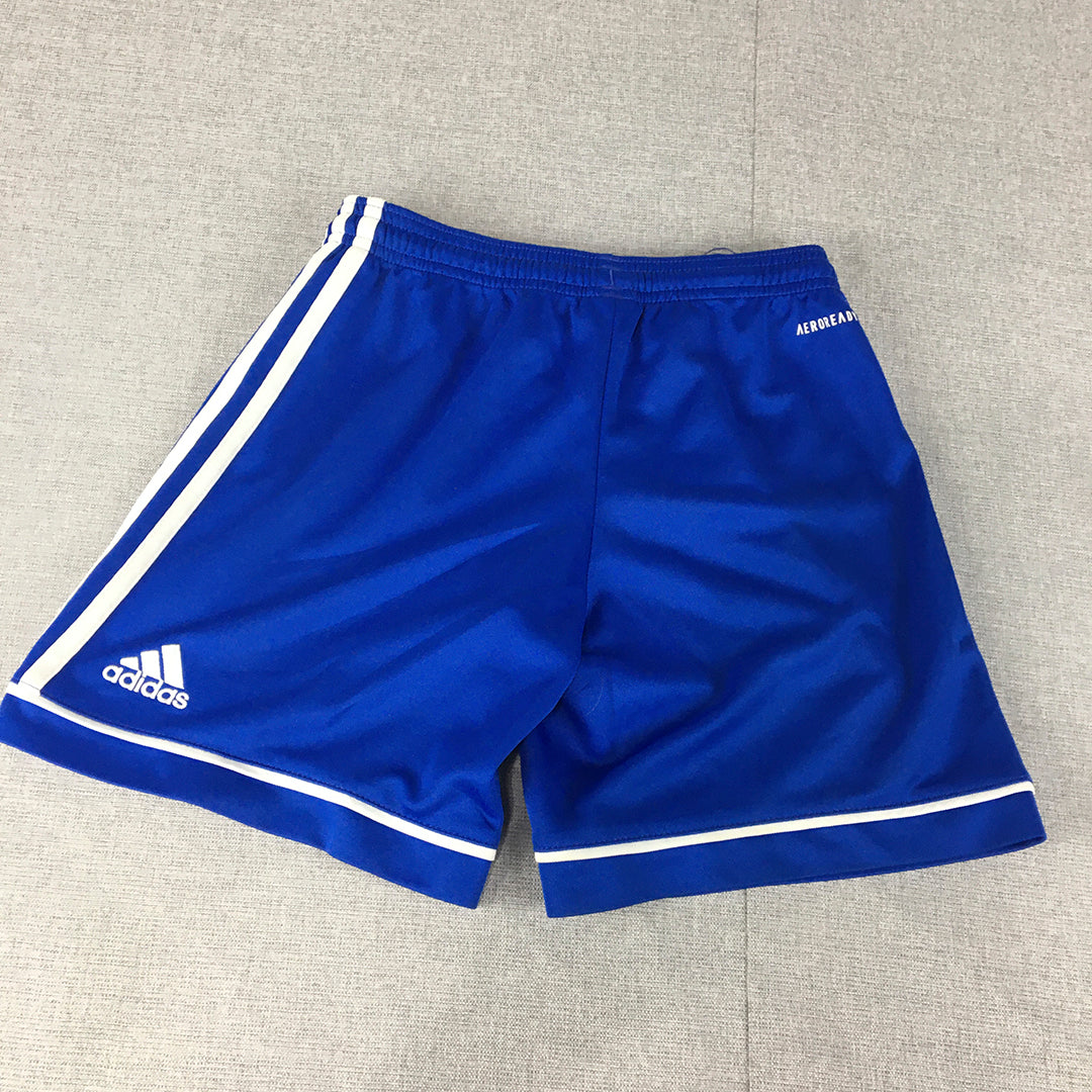 Adidas Kids Boys Shorts Size 9 - 10 Years Blue Football Academy Striped