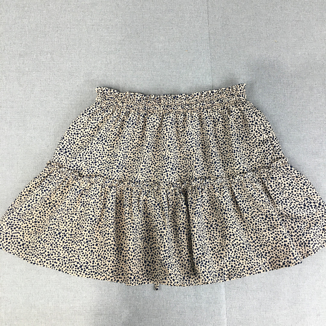 Yours Truly Womens Mini Skirt Size 8 Brown Dot Elastic Waist