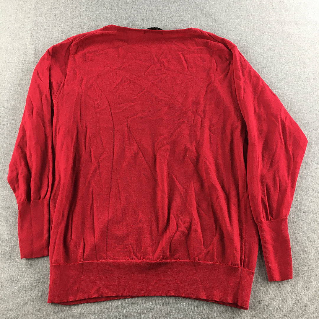 Uniqlo Womens Wool Sweater Size M Red Pullover Jumper