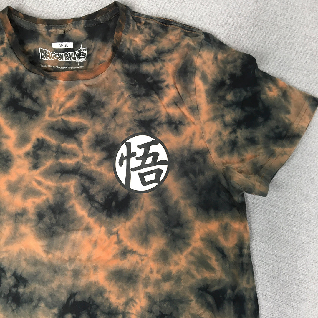 Dragon Ball Z Super Mens T-Shirt Size L Black Orange Tie-Dye Tee