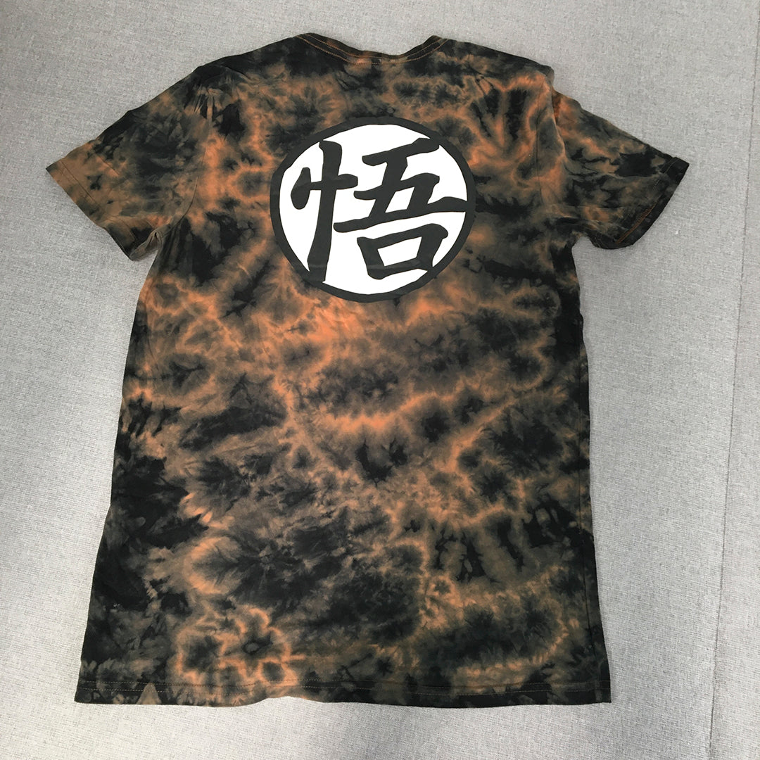 Dragon Ball Z Super Mens T-Shirt Size L Black Orange Tie-Dye Tee