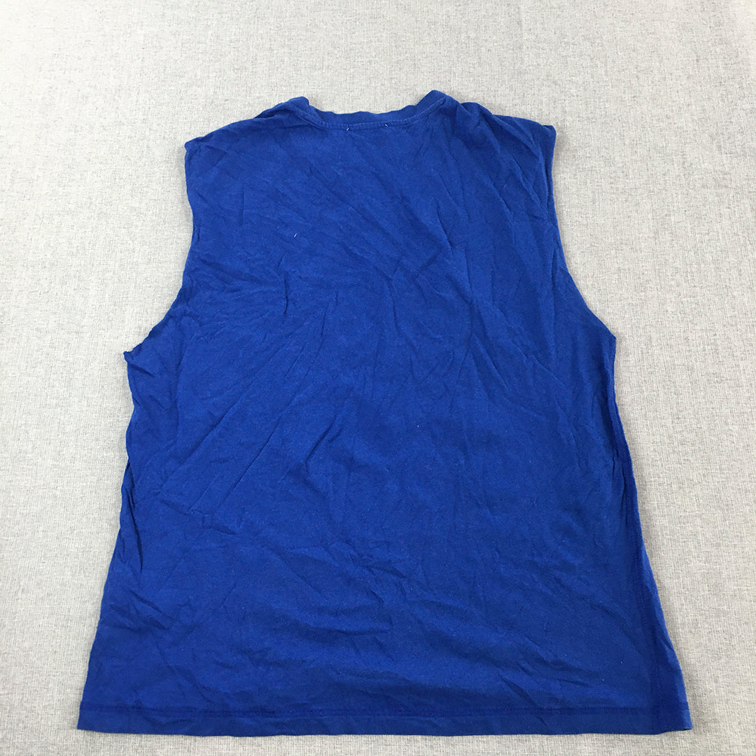 Zara Womens Knit Tank Top Size M Blue Sleeveless Shirt Crew Neck