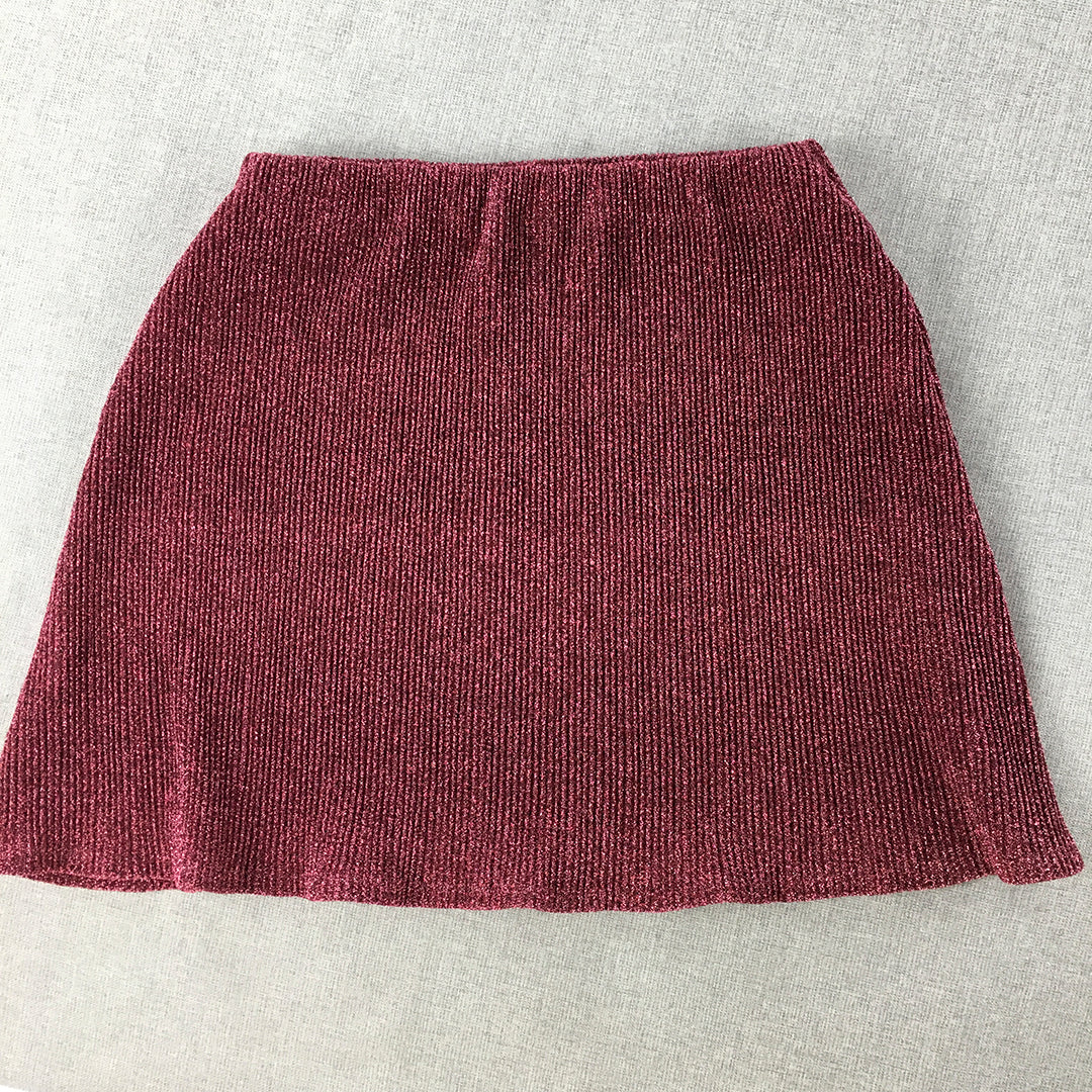 Hip Gypsy Womens Mini Skirt Size 8 Red Metalic A-Line Stretch