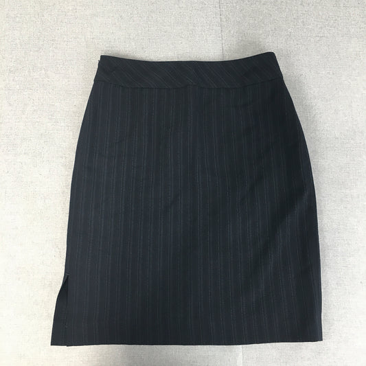 Miyako Finest Ladies Wear Womens Pencil Skirt Size 13 Navy Blue Striped Midi