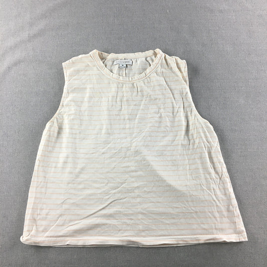 Nude Lucy Womens Tank Top Size XL White Striped Sleeveless Shirt