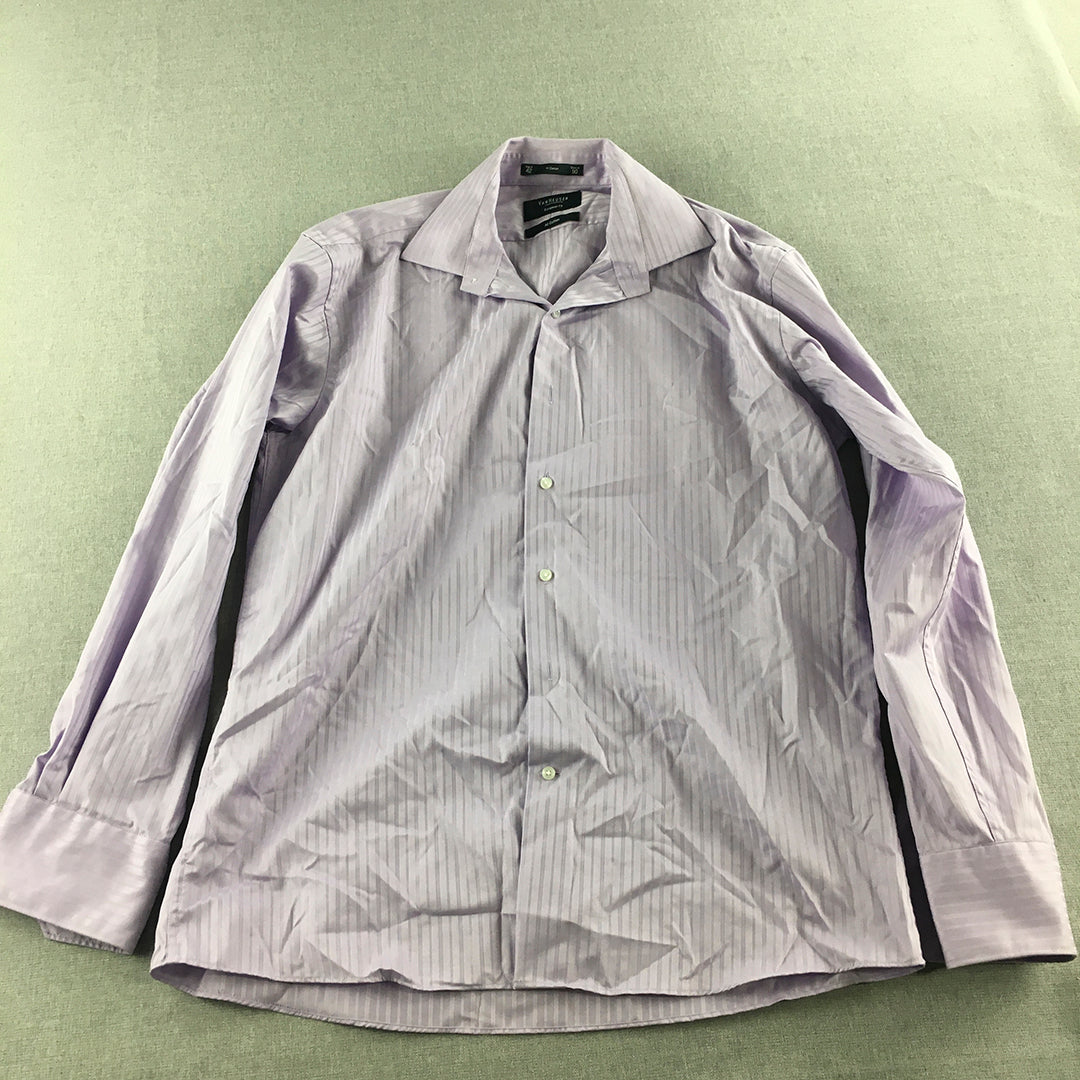 Van Heusen Mens Shirt Size M Purple Striped Long Sleeve Button-Up Collared