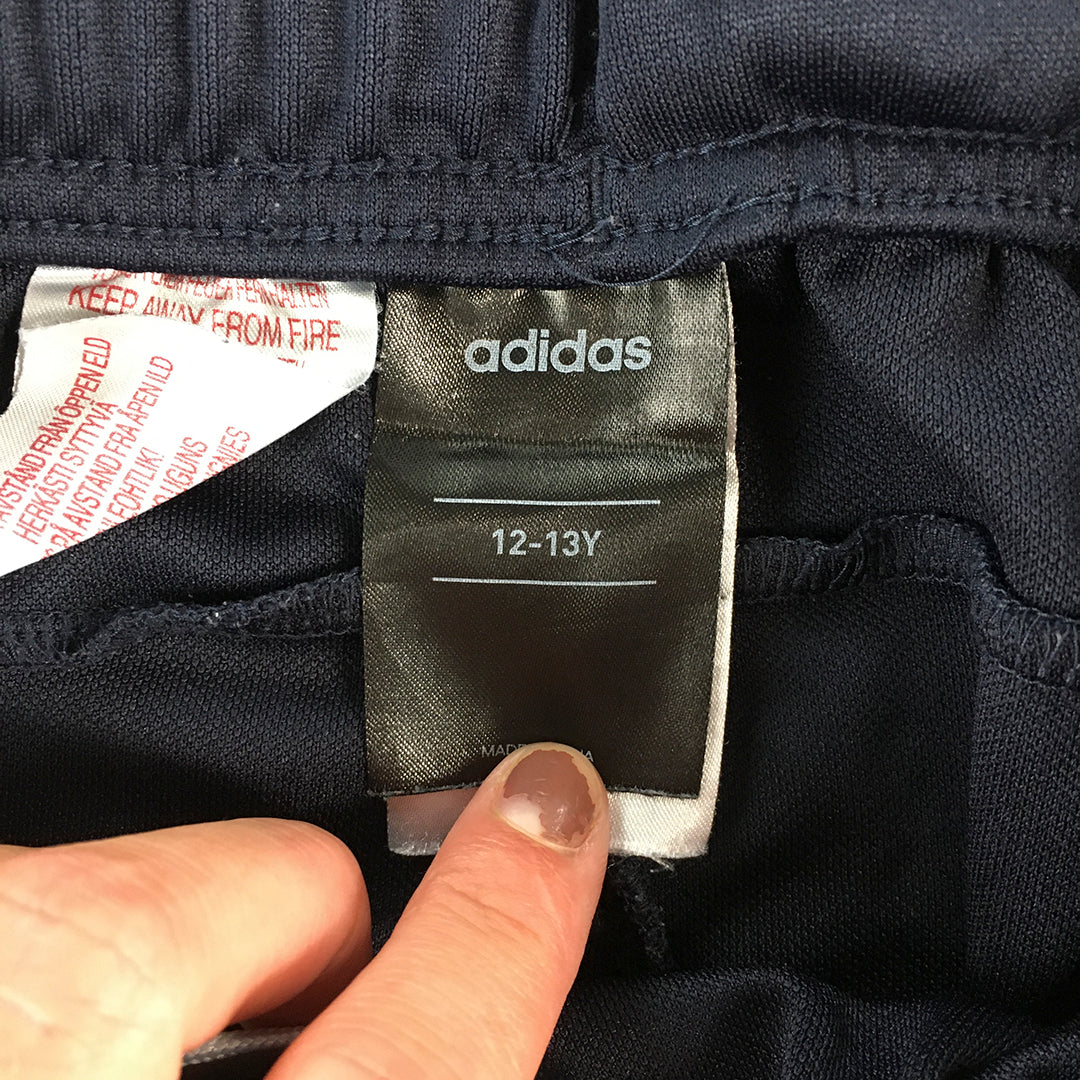 Adidas Kids Boys Shorts Size 12 - 13 Years Navy Blue Logo Pockets