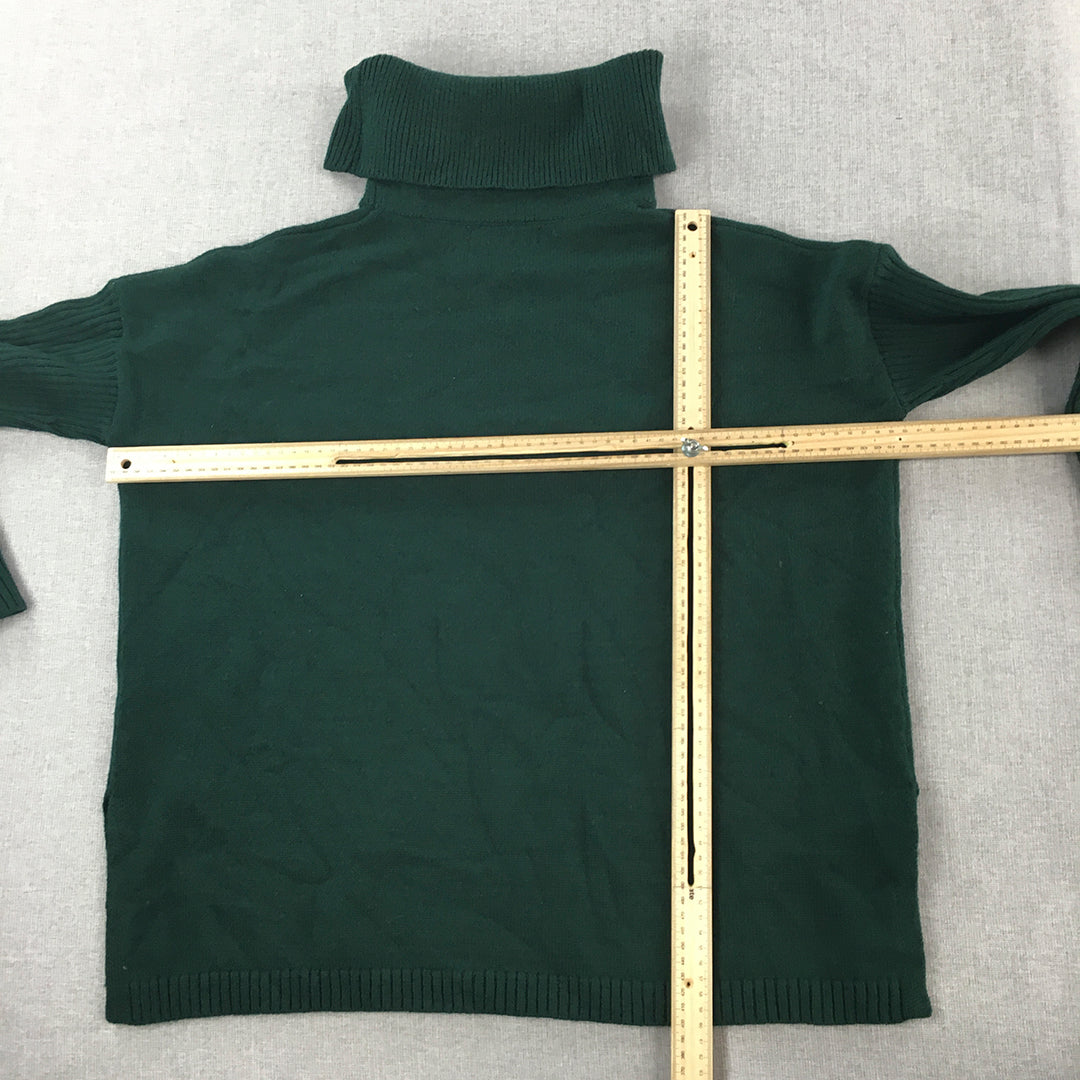 Sunny Girl Womens Turtleneck Sweater Size S Dark Green Pullover Jumper