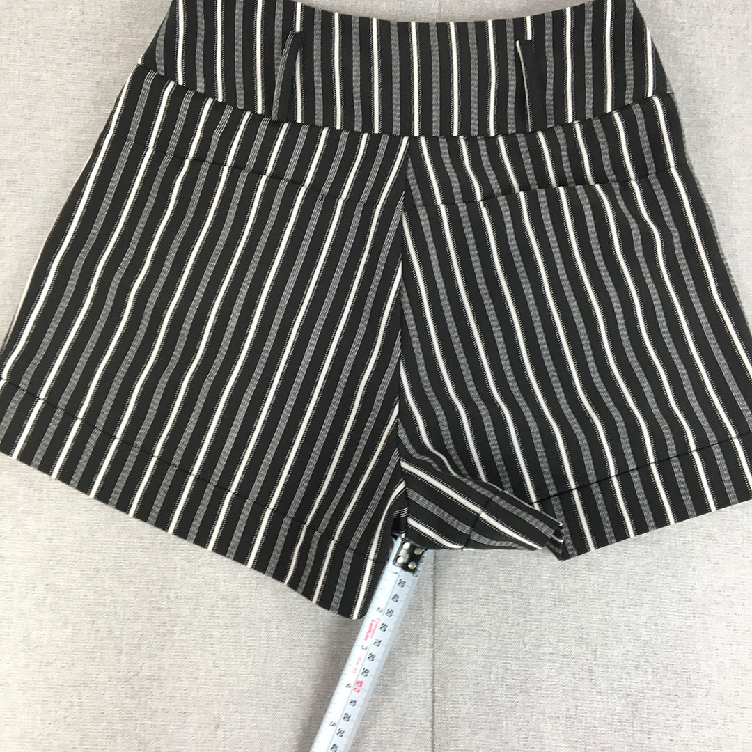 Ally Womens Shorts Size 8 Black Striped Bermuda