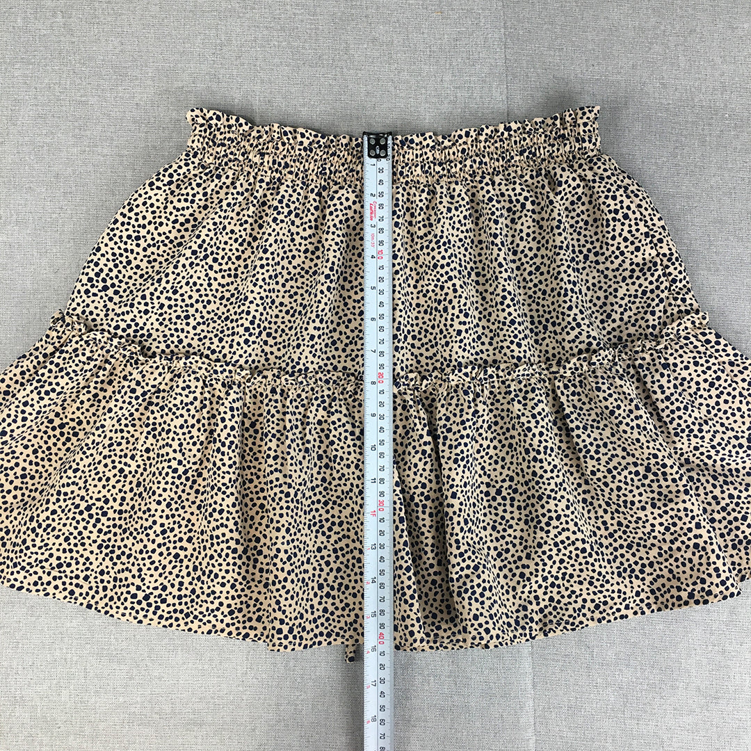 Yours Truly Womens Mini Skirt Size 8 Brown Dot Elastic Waist