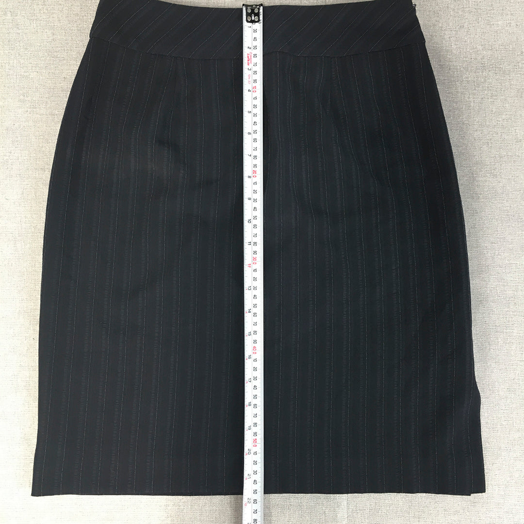 Miyako Finest Ladies Wear Womens Pencil Skirt Size 13 Navy Blue Striped Midi