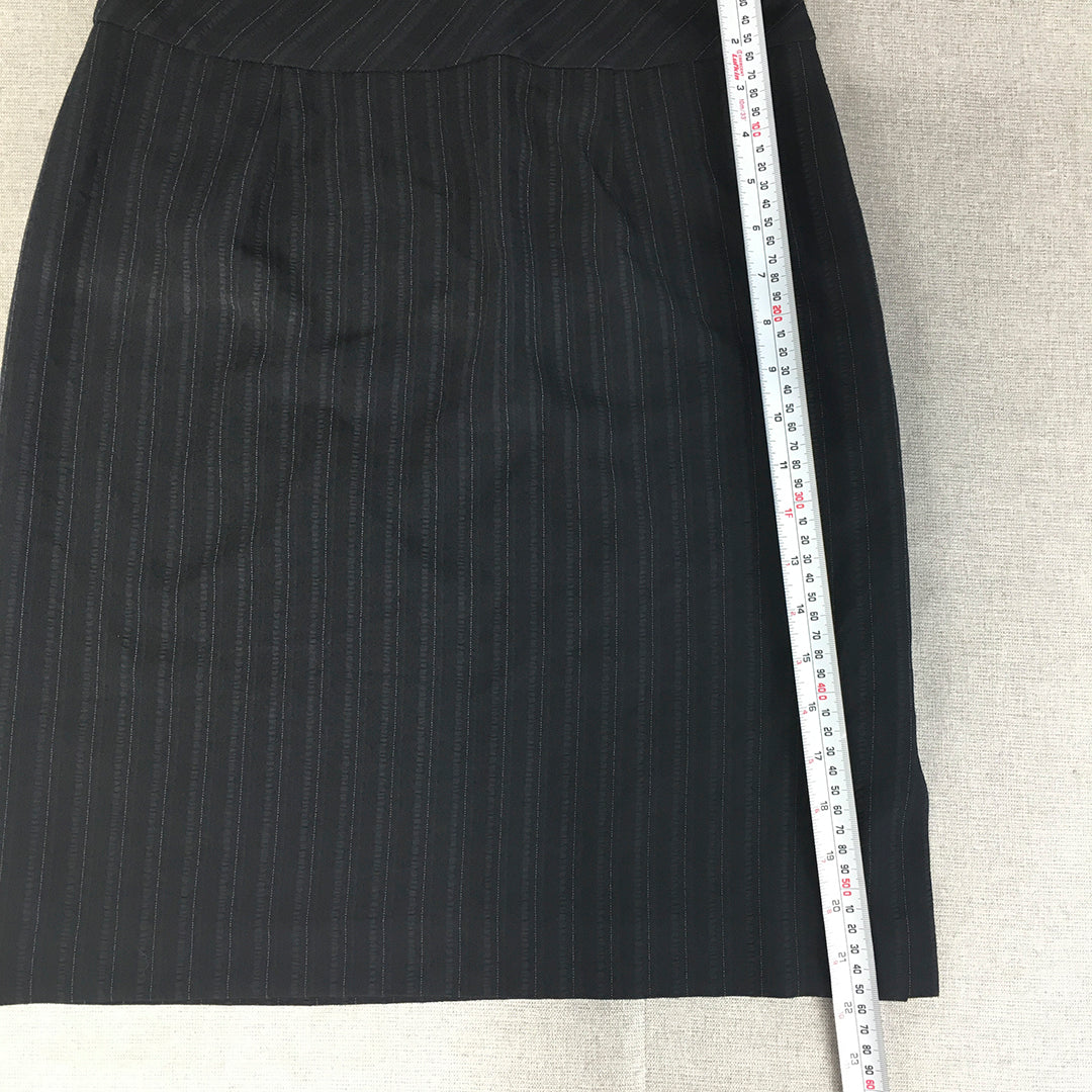 Miyako Finest Ladies Wear Womens Pencil Skirt Size 13 Navy Blue Striped Midi