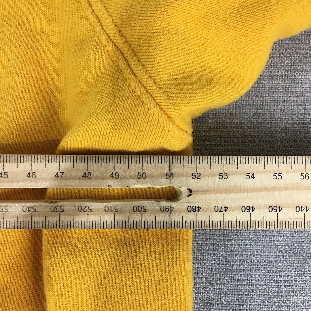 Ilabb Mens Hoodie Sweater Size M Yellow Pockets Pullover Jumper