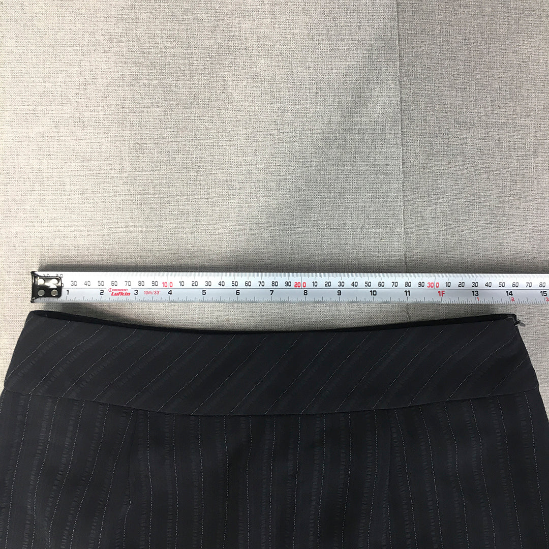 Miyako Finest Ladies Wear Womens Pencil Skirt Size 13 Navy Blue Striped Midi