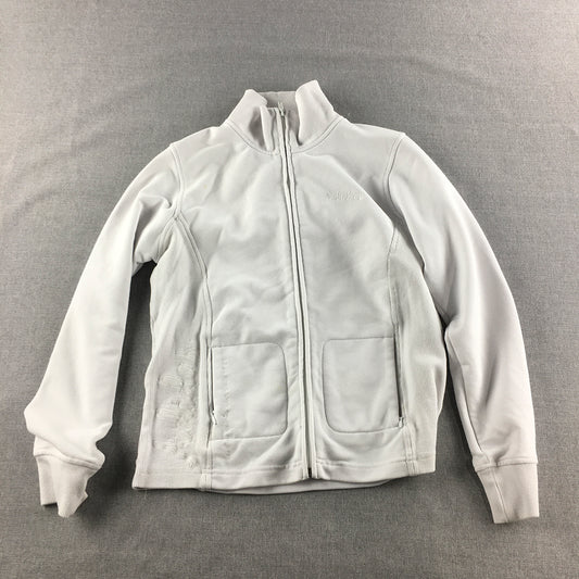 Adidas Womens Jacket Size 12 White Embroidered Logo Zip-Up Pockets Coat