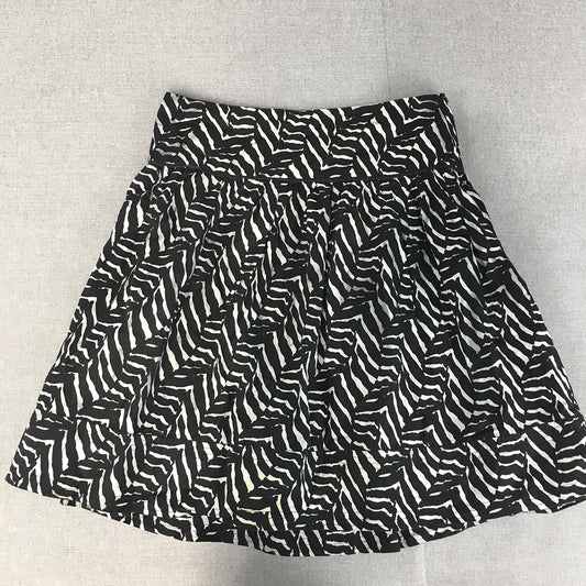 Impulse Womens Mini Skirt Size 8 Black White Striped