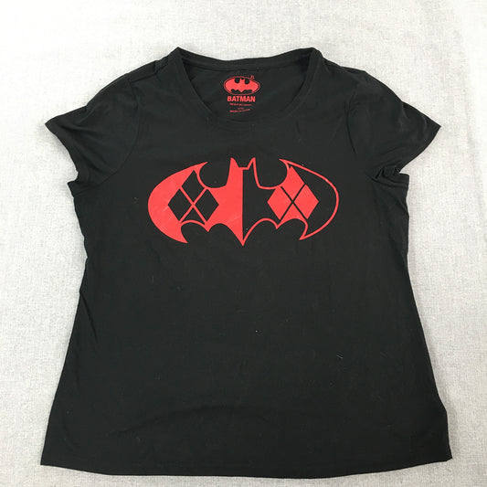 Batman Womens T-Shirt Size XL Black Logo Short Sleeve DC Comics Top