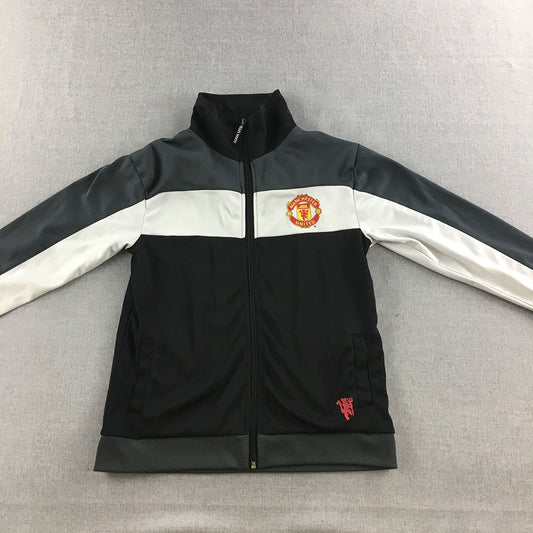 Manchester United Kids Boys Jacket Size 10 Black Logo EPL Football Coat