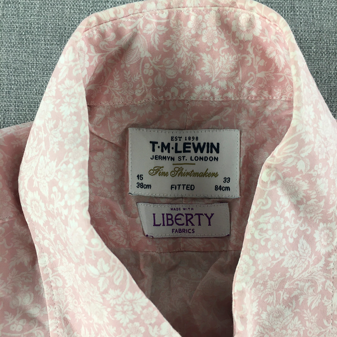 TM Lewin Womens Shirt Size S Pink Floral Long Sleeve Button-Up Collared