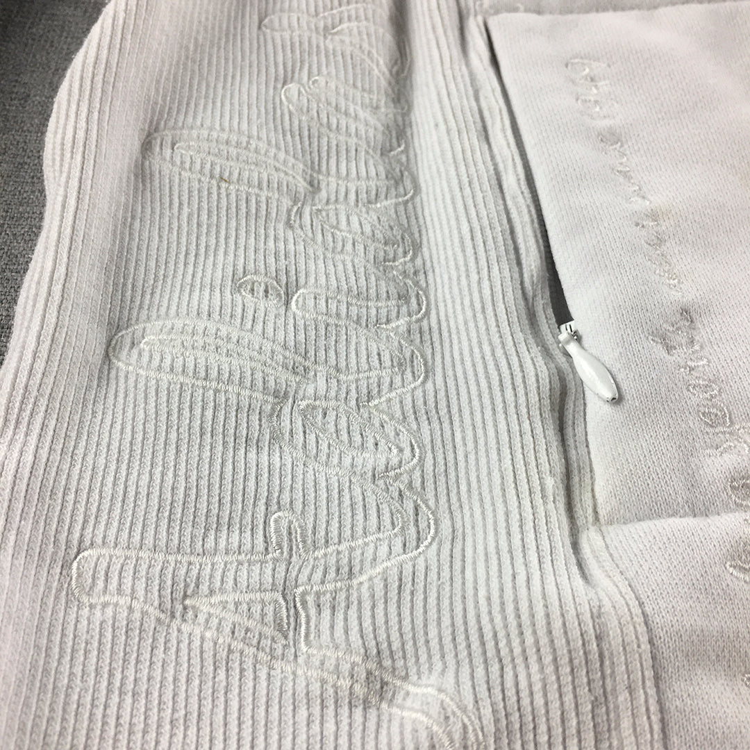 Adidas Womens Jacket Size 12 White Embroidered Logo Zip-Up Pockets Coat